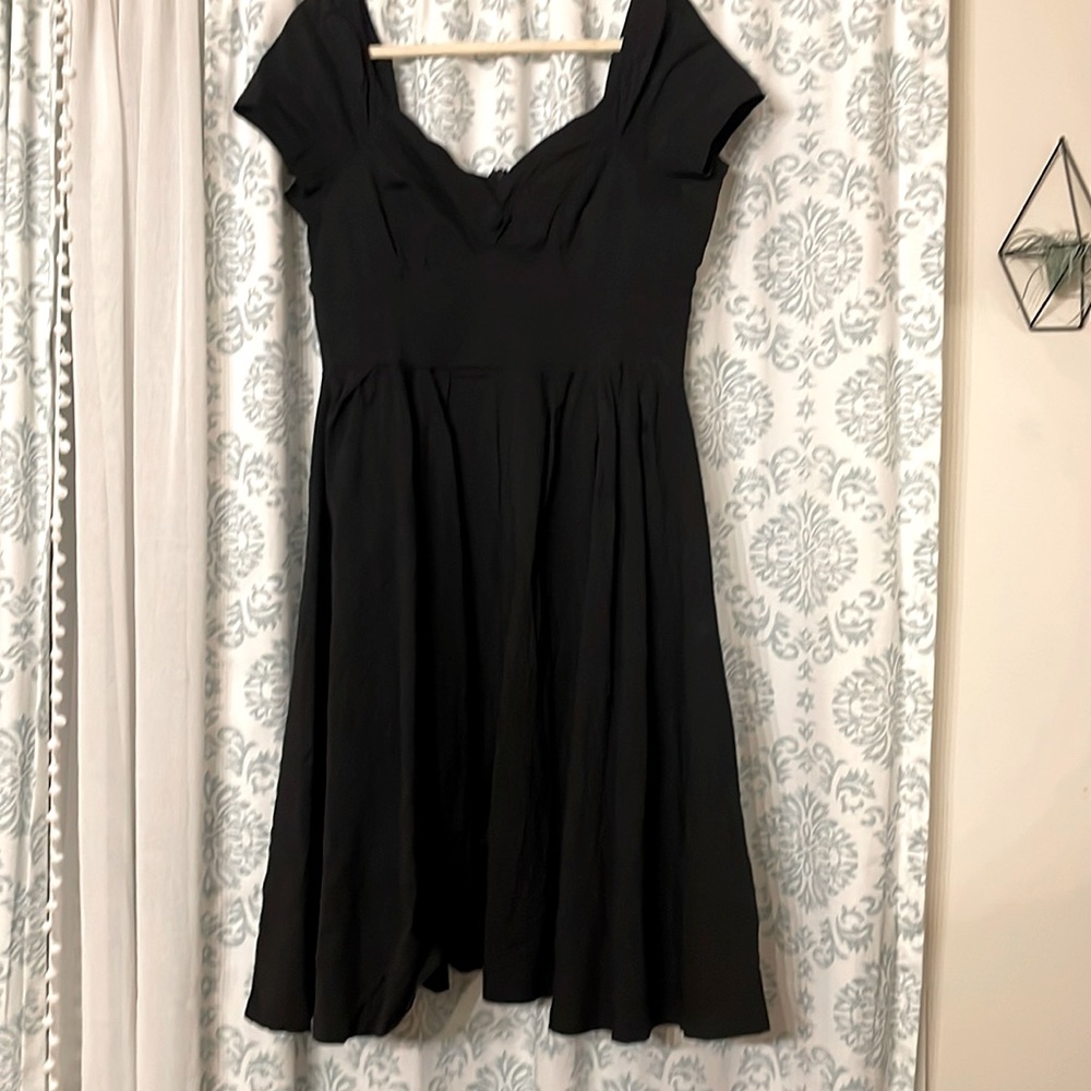 Unique Vintage 1950s Black Sweetheart Midge Swing Dress - XL/14